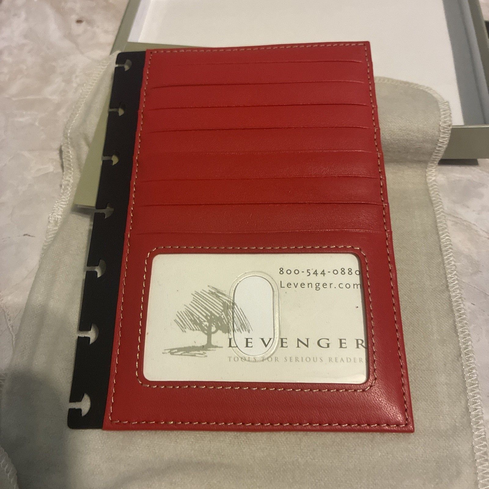 Levenger Leather Credit Card Holder For Notebook Red Nib — image 2 of 6